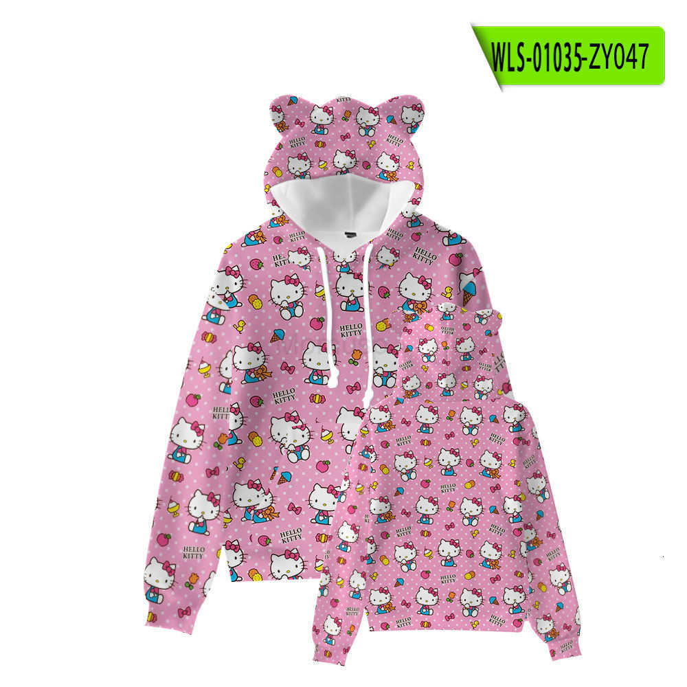 Sanrio 3D New Cat Ear Hooded Sweatshirt Hello Kitty Cinnamoroll Kuromi H251121