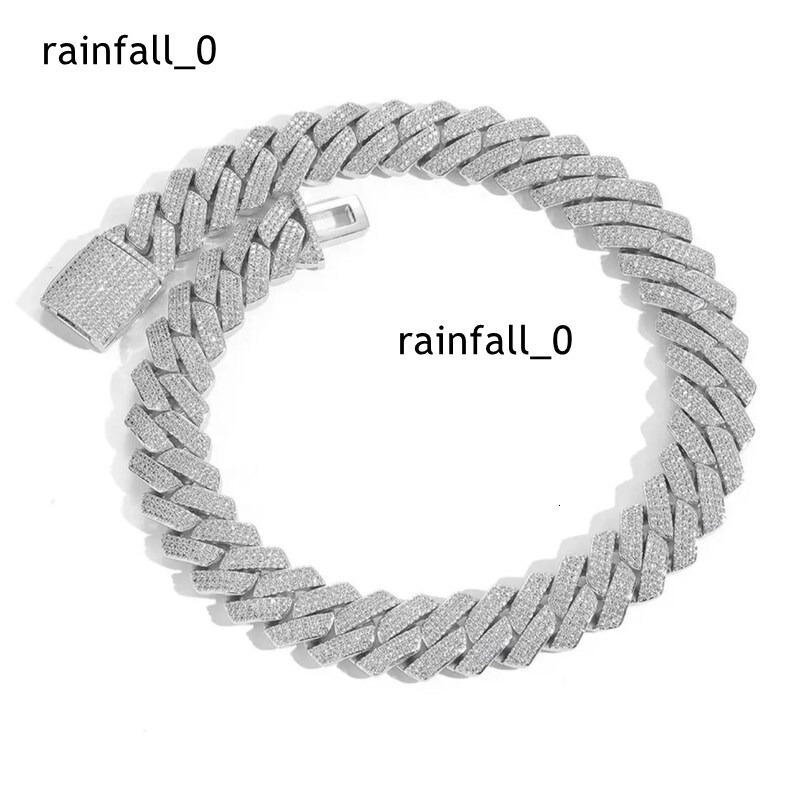 High Quality 925 Sterling Silver Moissanite Cuban Link Chain 20mm Bracelet Hip Hop Jewelry 3Rows Mossanite Cuban Chain