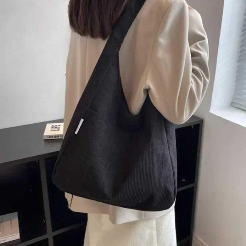 Canvas Shoulder Womens Tote Bag Corduroy Simple Casual Large Capacity Designer Handbags for Women Travel Solid Shopper BagT251121