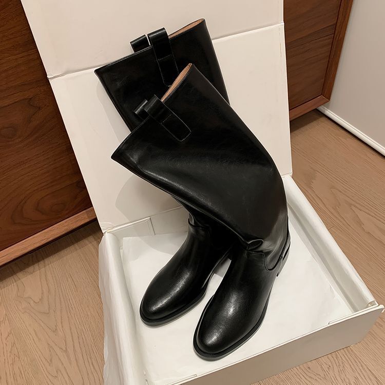 Christmas luxury shoes light luxury leather shoes high cut simple and fashionable leather boots new women's shoes women's boots designer sho