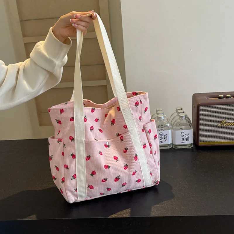 Fresh Sweet Girl Handbag Fashionable High end Corduroy Printed Shoulder Bag Leisure Shopping Commuter Womens Underarm BagT251121