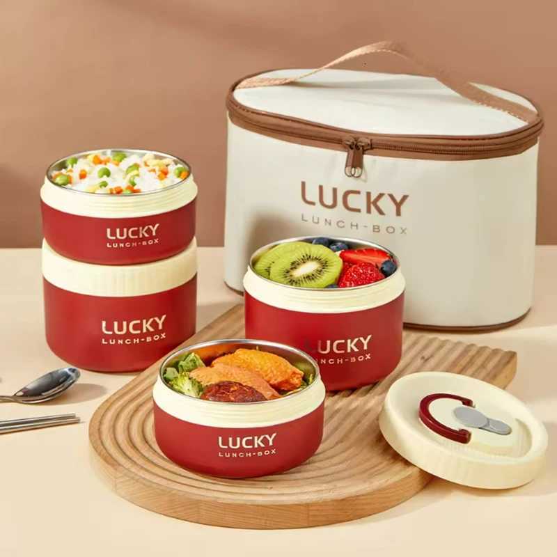 304/316 Stainless Steel Portable Insulated Lunch Box with Cutlery And Thermal Bag Leak proof Microwave Safe Food ContainerM251121