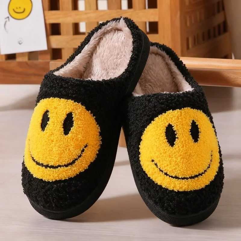KidsSlippers Smiling Face Fluffy Winter Shoes For Children Anti-slip Thick Bottom Home Slipper Keep Warm Pink Blue Size 36-41W251121