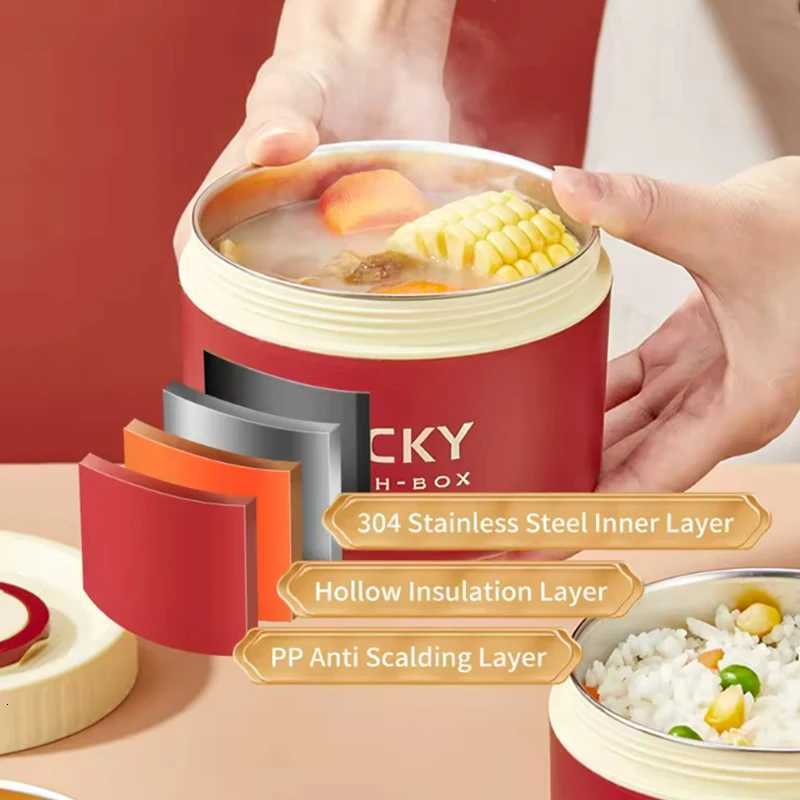 304/316 Stainless Steel Portable Insulated Lunch Box with Cutlery And Thermal Bag Leak proof Microwave Safe Food ContainerM251121