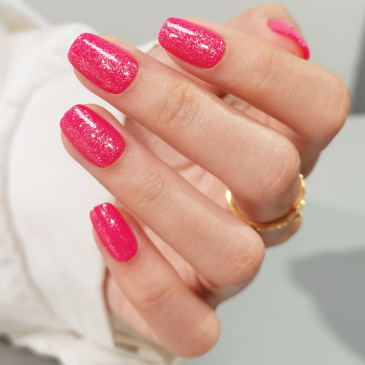 32 pieces of gel short square press-on nails, pink diamond Japanese nails, suitable for girls and ladies, date gifts, Valentine's Day, Christmas 