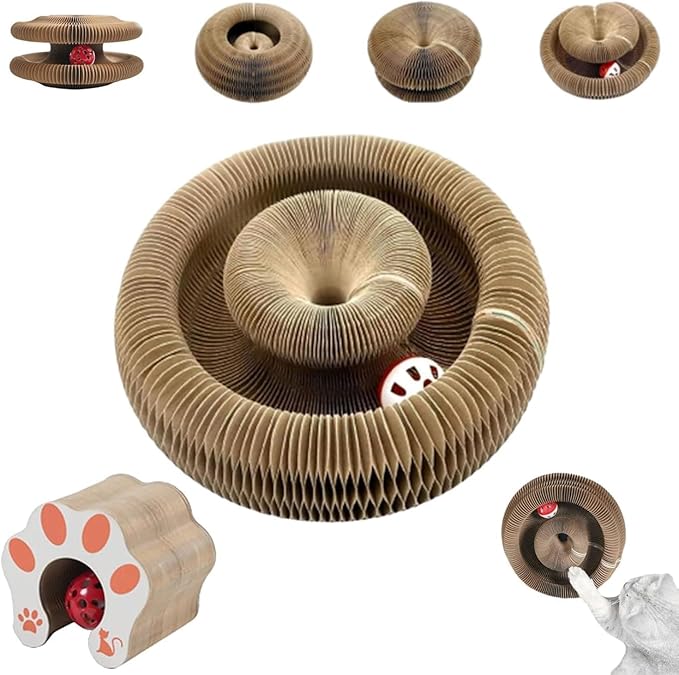 Magic Organ Cat Scratch Board Interactive Reversible Toys Scratcher Cardboard Kitten Pads Accordion Honeycomb Kitten curlz Cat Scratcher with Ball