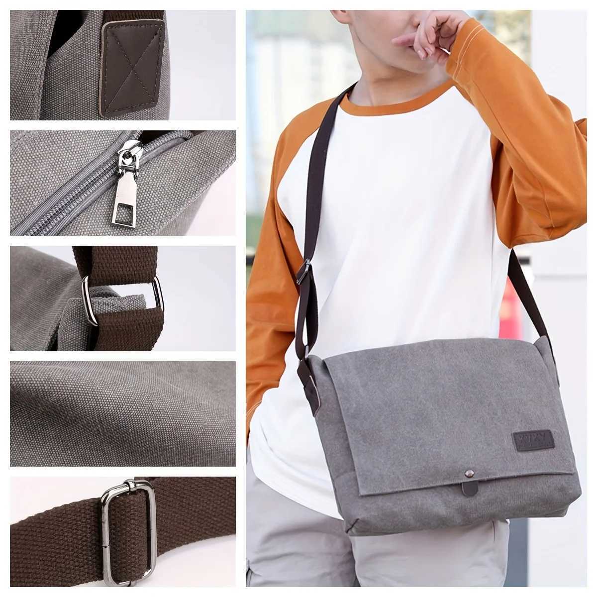 Fashion Brown Canvas Messenger Bag - Lightweight Durable Adjustable Strap Perfect for cmute travel daily use Y251121