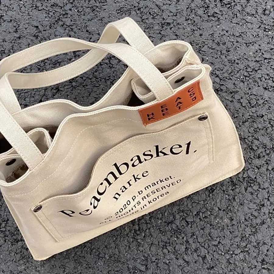 Large capacity tote bag for women with Korean print college student class canvas bag original juku style artistic shoulder bagT251121