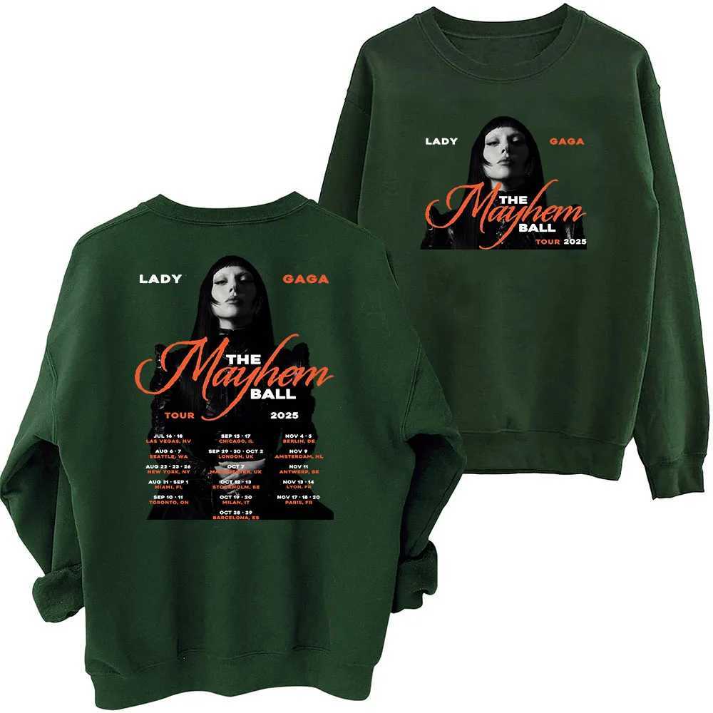 2025 Womens GAGA Chaos Ball Tour Sweatshirt Harajuku Round Neck Long Slve Super Large Hoodie X250421 L2510182KS3