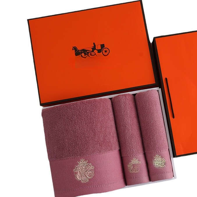 Pure Cotton Bath Towel Box Set Of Three Plain Face Towels Business Gift B2