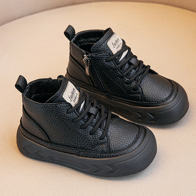 New designer shoes Boys Genuine Leather Martin Boots Winter New Children s Fleece Lined Warm Cotton Shoes Girls Top Layer Cowhide Short Boots