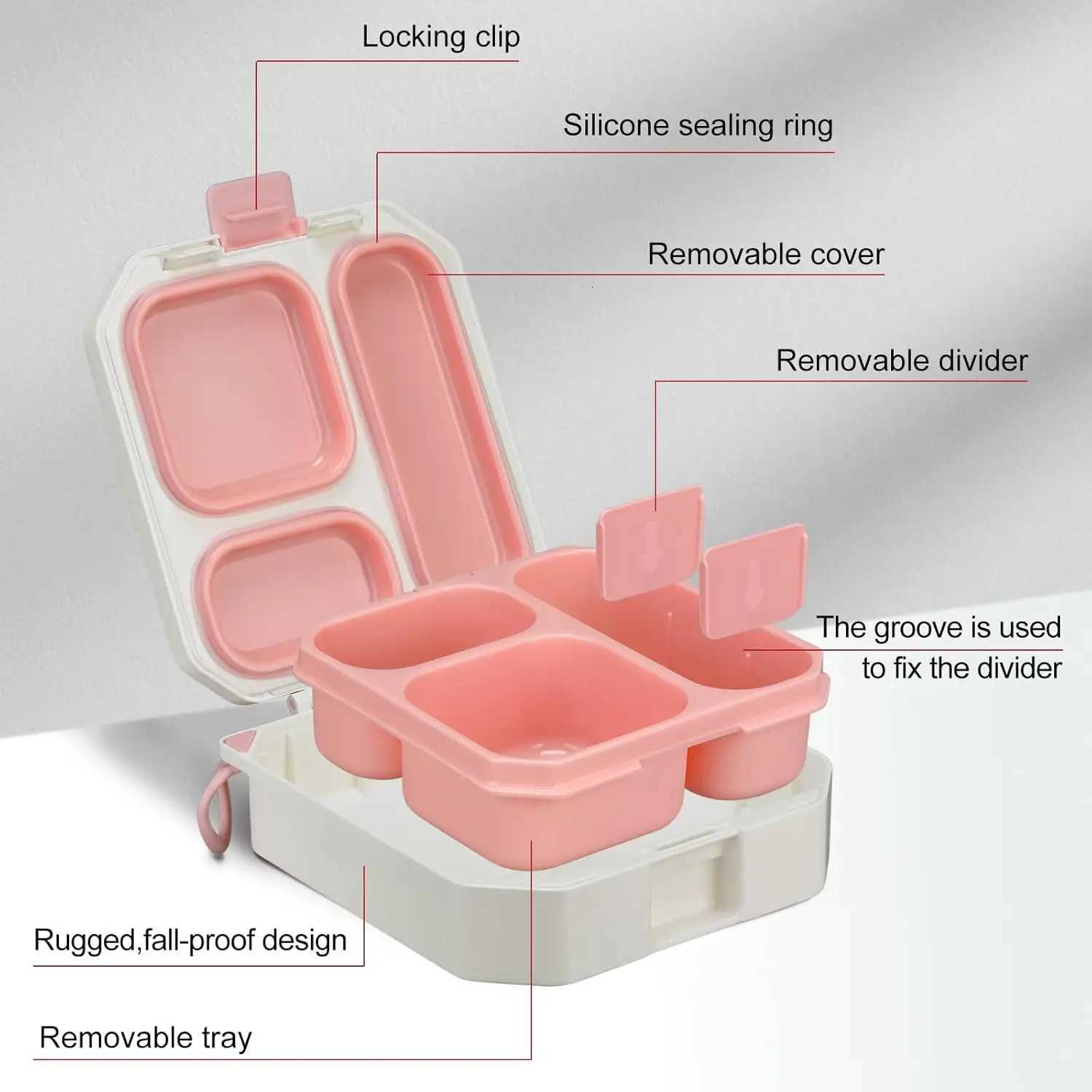 Bento Lunch Box for Kids with 12oz Soup Thermo Leak-Proof Lunch Food Container with 5 Compartment Thermo Hot Food Jar and InsulaM251121