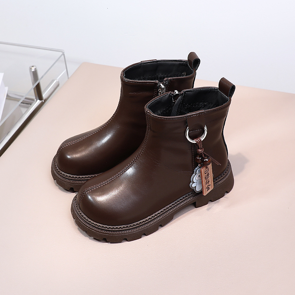 Winter double cotton children's shoes luminous shoes fashionable leather boots fashionable trendy shoes short boots Martin boots casual children&