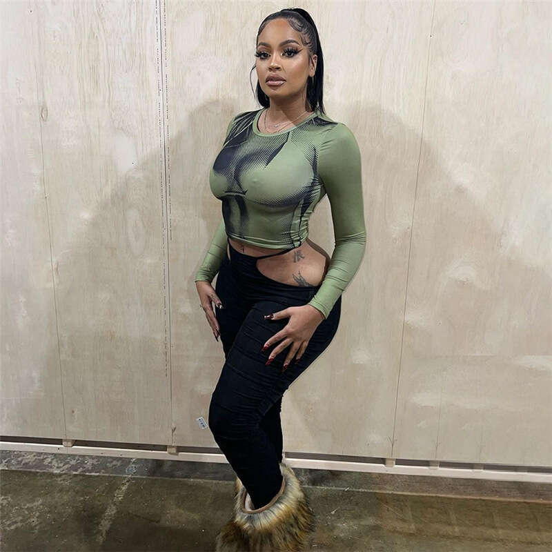 hoodie Women's Wear Women's Spring/Summer Instagram New Top Street Shoot Fashion 3D Print Long Sleeve Slim Fit T-Shirt jacket