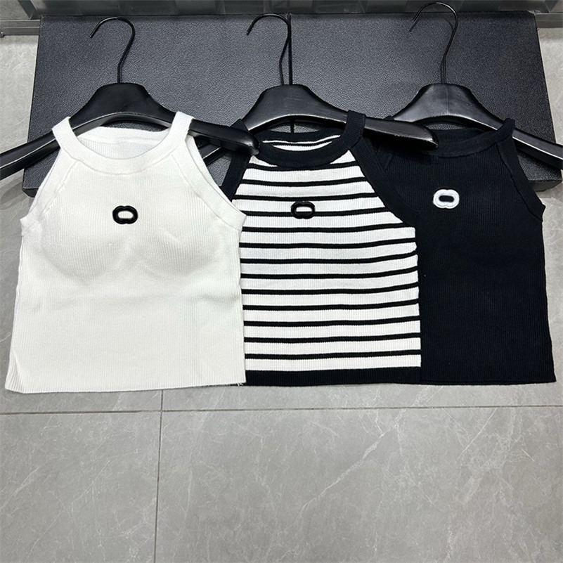 Designer Women Sexy Halter Vests Sleeveless Simple Slim Fit Cropped Tanks Summer Holiday Nightclub Knitted Vest