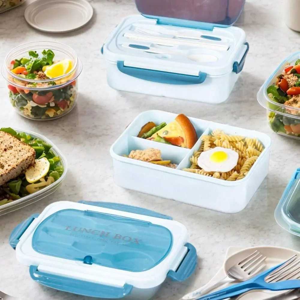 Durable With Cutlery Student Lunch Box Leakproof Microwaveable Food Storage Container Rectangular 1200ml Picnic Box CampingM251121