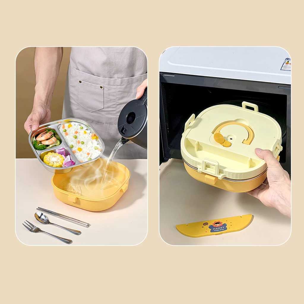 WORTHBUY 4/5 Compartment Portable Bento Lunch Box Microwave Safe Sealed 304 Stainless Steel Lunch Container Set For Kids StudentM251121