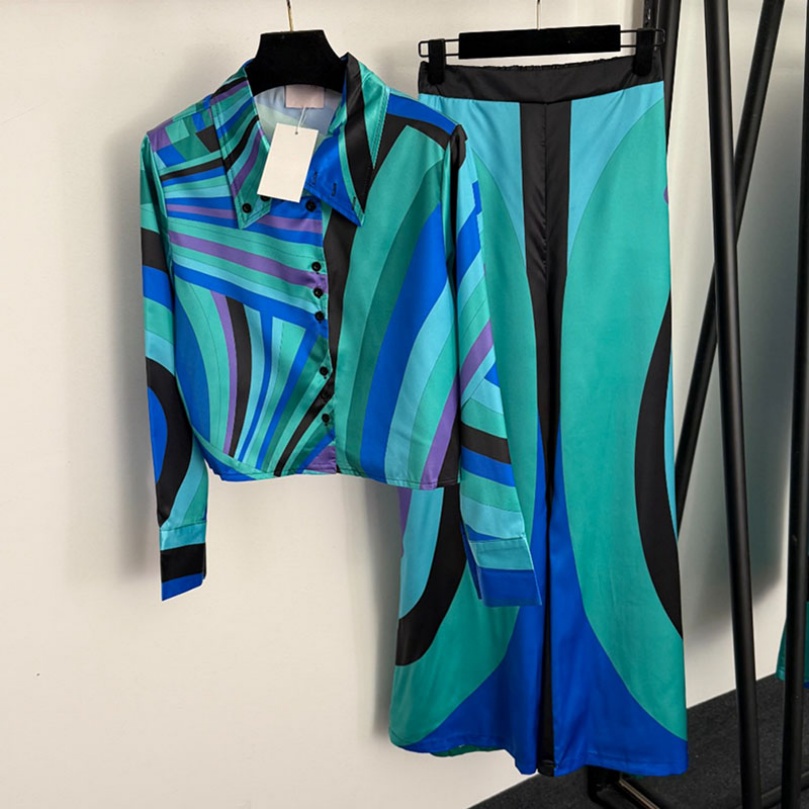 Women Elegant Beach Suit Designer Boho Printed Thin Blouse Set Vacation Casual Stylish Breathable Baggy Pants