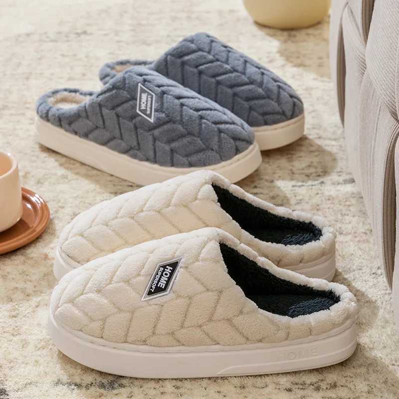 Cotton slippers mens winter new couple indoor home warm and non slip plush bag with cotton shoes womens added velvetW251121