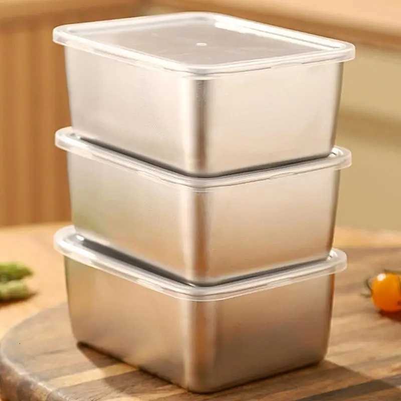 Snack Container Dinner Box Metal Bento Lunch Box Stainless Steel Anti Leak Bento Box For Refrigerator Storage Box With LidM251121