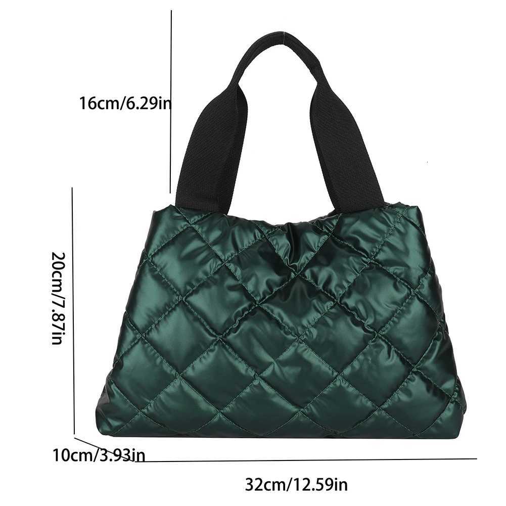 Wen Puffer Shoder Bag Large Capacity Top-handle Bag Soft Solid Color Portable Cott Girls Winter Bag Y251121