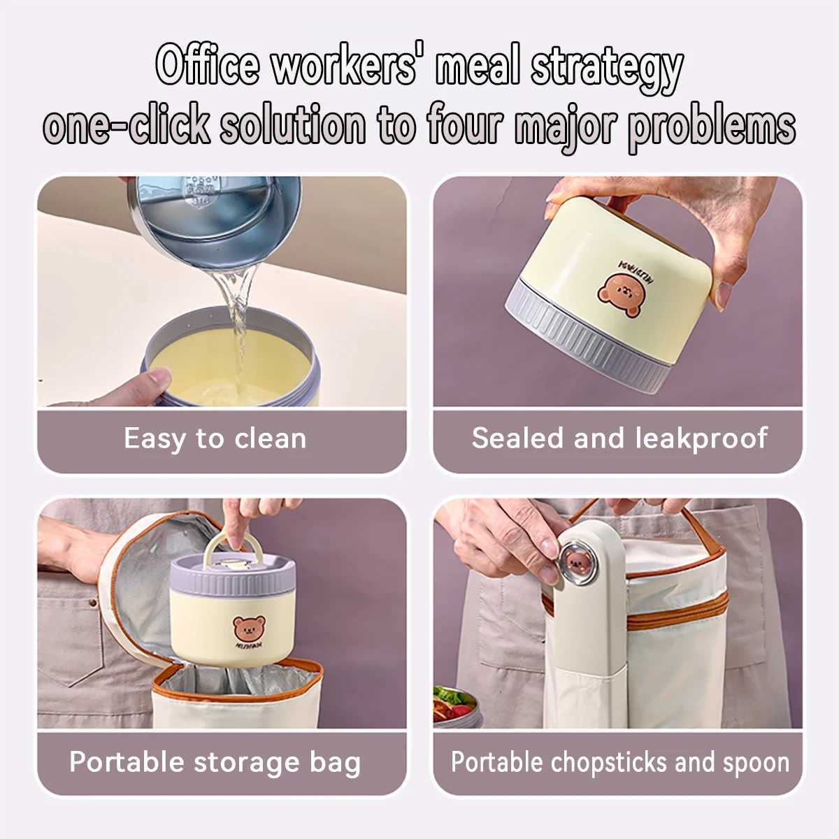 WORTHBUY Insulated Lunch Box For Kids Student 304 Stainless Steel Lunch Container Portable Sealed Salad Bento Box Microwave SafeM251121