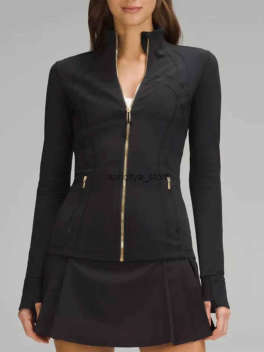 2025 Yoga Gold Zipper DF Jacket 25 Pants Women Cropped Jacket Coat Full Length Jacket Activewear Solid Sportwear leggings Jackets Q250421