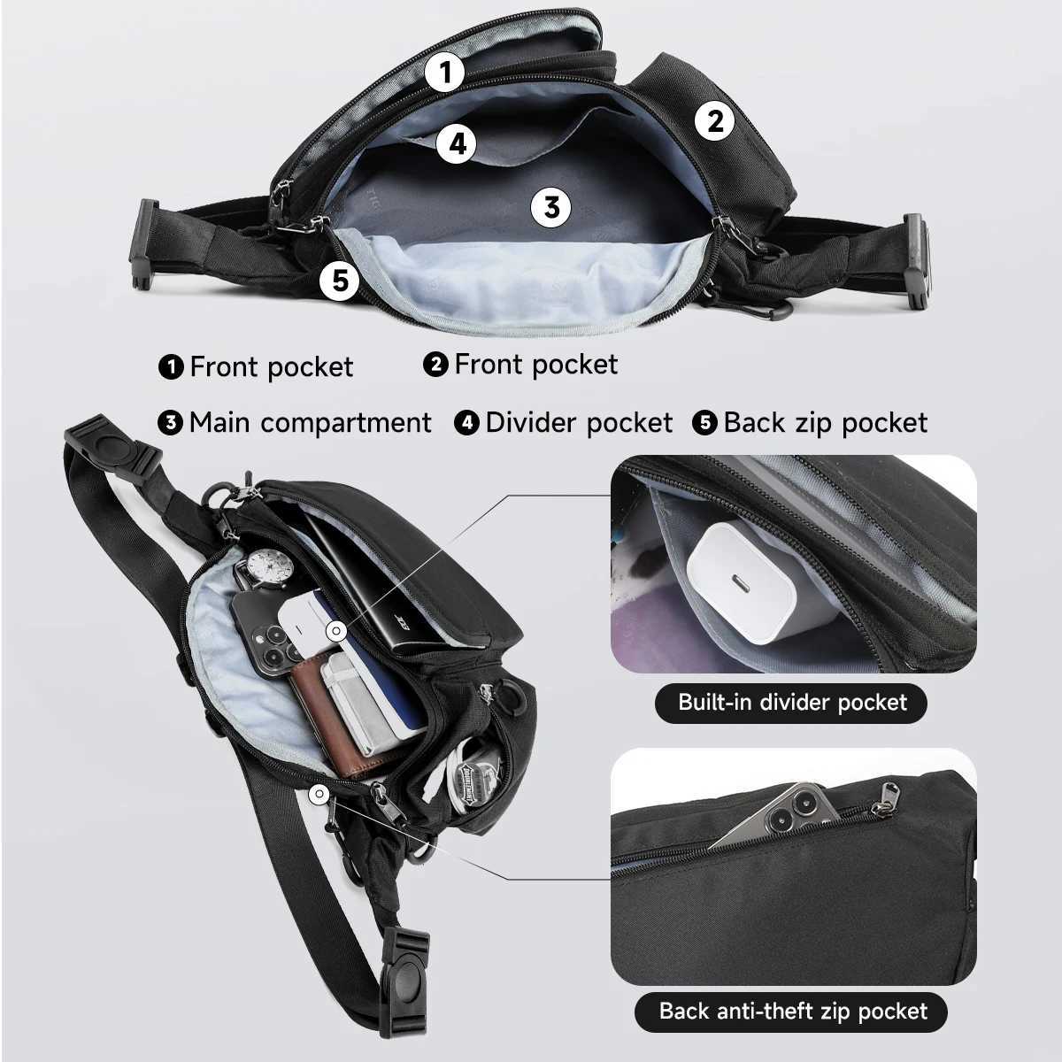 Fashion Tigernu Ch Bags For Men Sports Fanny Pack Oxford Waist Bags Mens Breasts Tactical Shoder Bags Outdoor Sling Bags Belt Bag Y251121