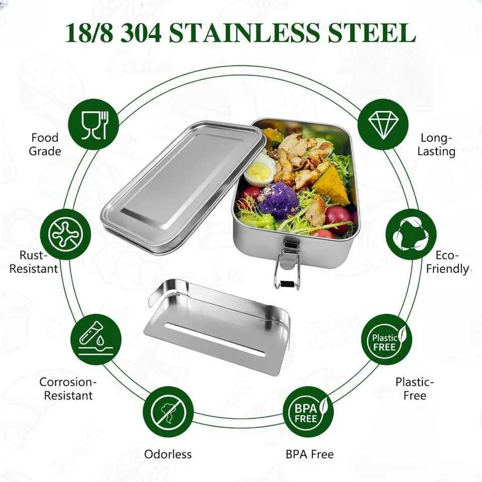 304 Stainless Steel Lunch Box for Picnic Camping Work School Leak-proof Bento Box Fitness Meal Prep Food Container BPA-freeM251121