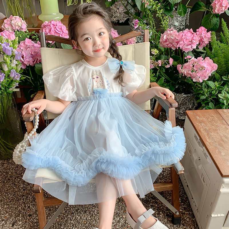 DISNEY kids designer clothes baby designer clothes Frozen Elsa princess Baby summer dress girl summer outfit children dress.