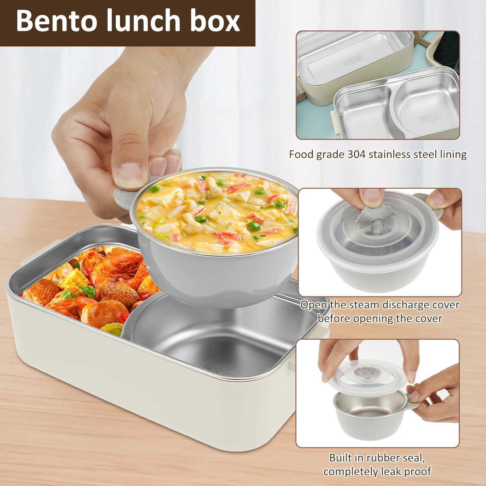 2000ML Lunch Box Microwavable Bento Box Double Layer Leakproof Stainless Steel Food Container Portable Students Adults SchoolM251121