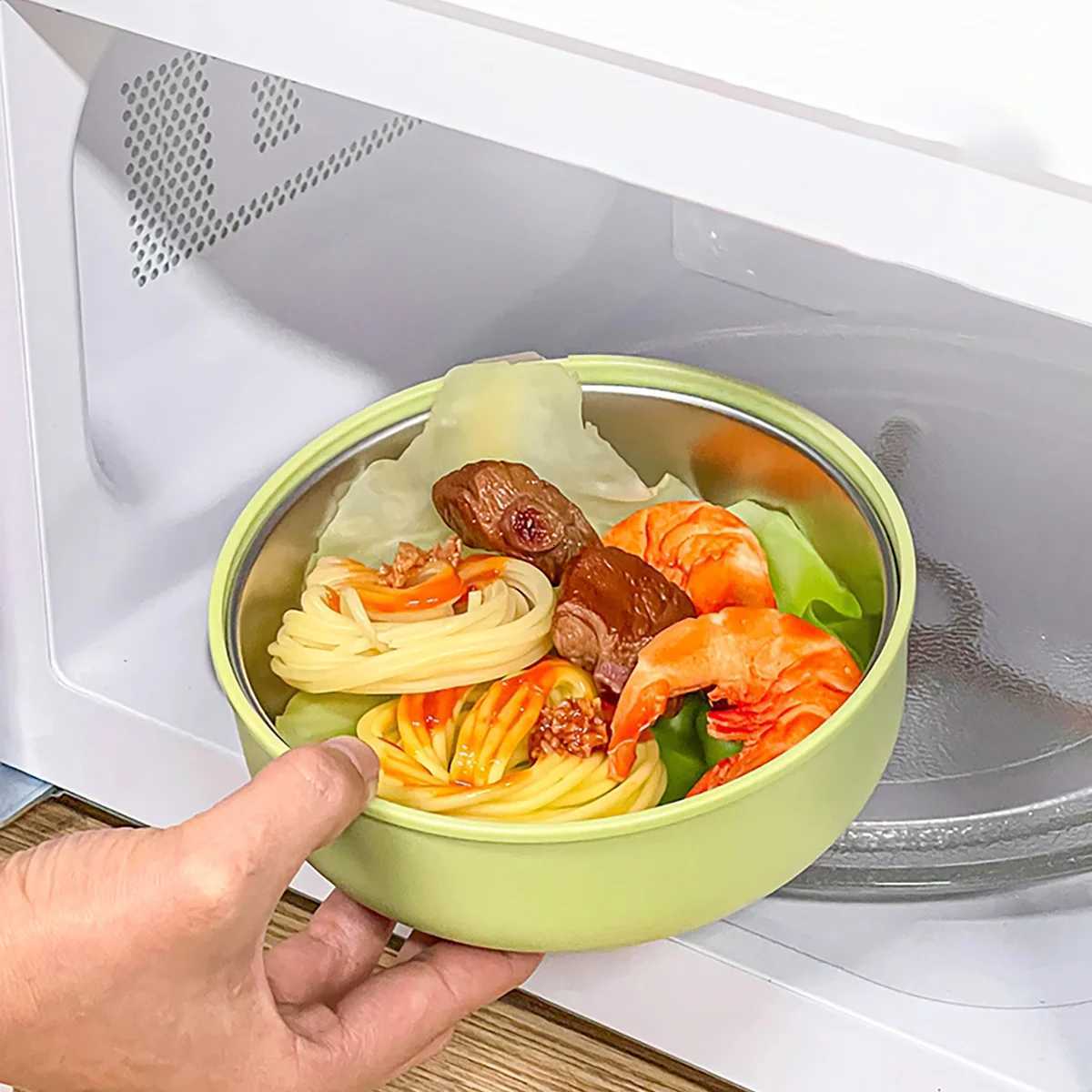 WORTHBUY Round 304 Stainless Steel Lunch Box With Rope Portable Detachable Double-layer Food Container Sealed Fruit Bento BoxM251121