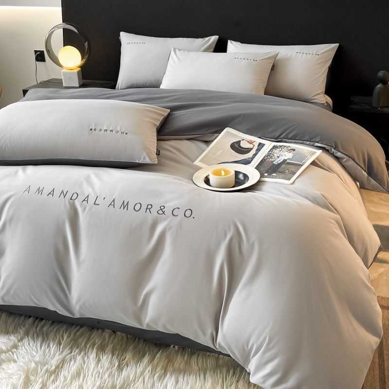 Luxury Ins High-End Washed Cotton Bedding Set Light Luxury Embroidered Quilt Cover Bed Sheet Student Dormitory Three-Piece Set Fitted Sheet Y251121