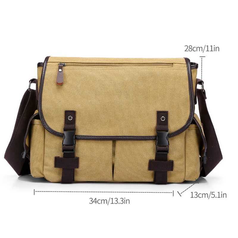 Fashion style canvas crossbody bag large capacity shoder bag mti pocket mailman bag briefcase Y251121