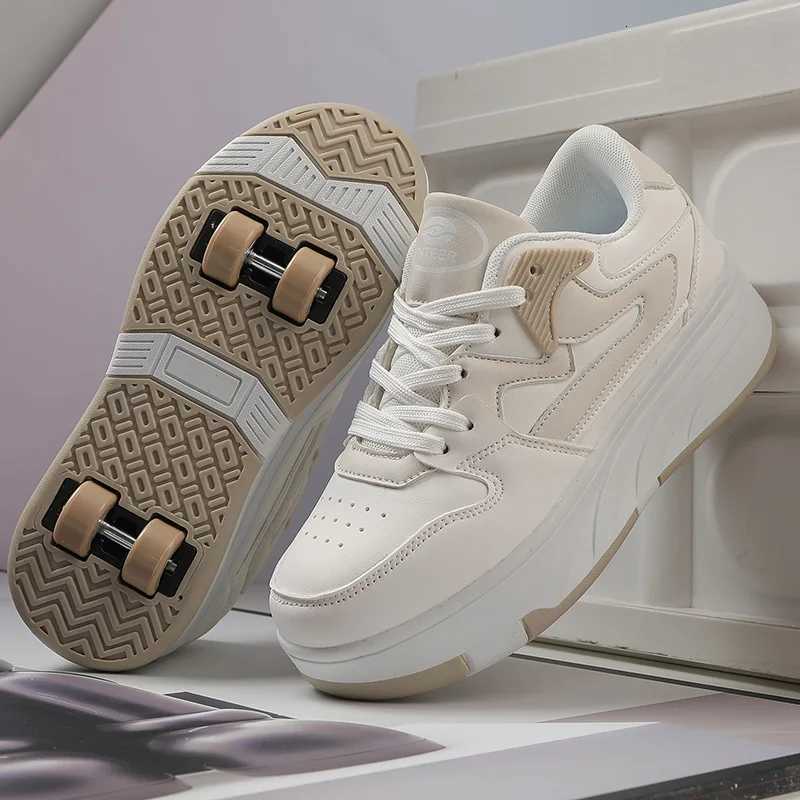 Children Roller Skates Student Detachable Four-wheel Fashion Lace-up Dual-use Board Shoes Outdoor Sliding Ice Skates for KidsW251121