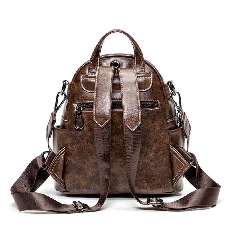 Genuine Leather Backpack For Women Casual Daypack Soft Fashion Shoulders Bag Waterproof Retro Mini Rucksack Girls Ladies