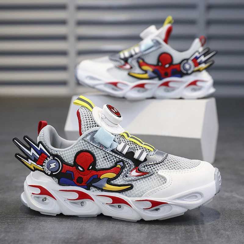 Children Sports Shoes Mesh Rotating Buckle Casual Outdoor Running Shoes Anti Slip Fashion Flashing Lightweight Walking ShoesW251121