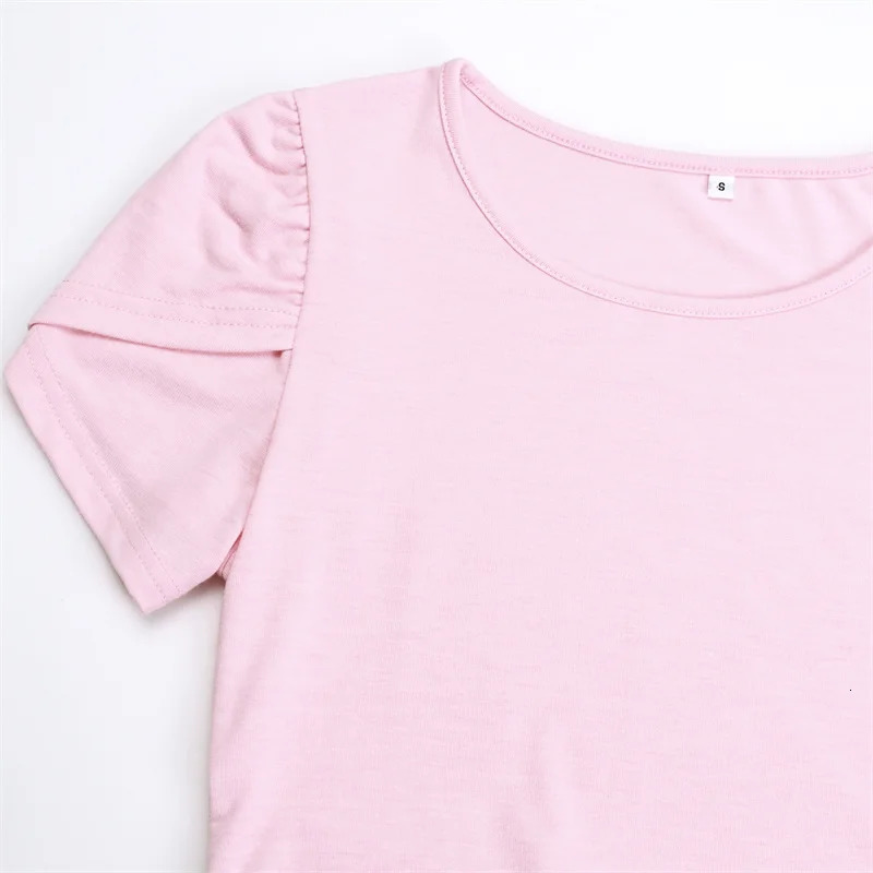 Pregnant womens T-shirt with summer short petal sleeves pleated hem pregnant womens clothing womens tuning top casual basic T-shirt 250421
