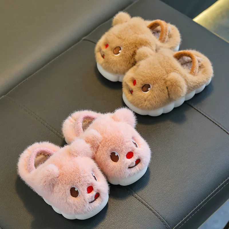 Winter Parent-CHIld Cotton Shoes Warm Plush Slippers CHIldrens Anti Slip Platform Women Indoor Warm Fluffy Home ShoesW251121