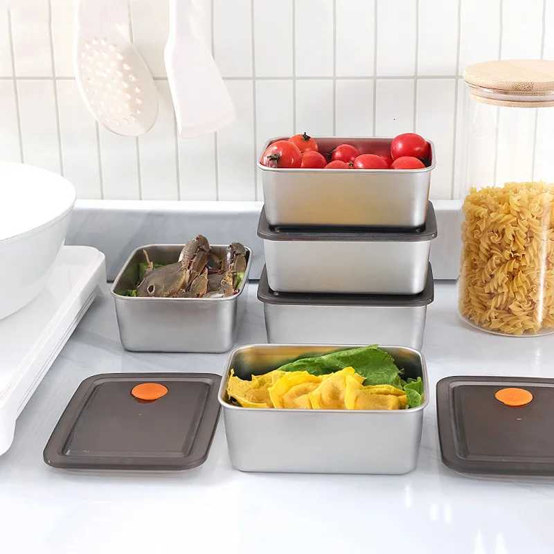 High Quality Stainless Steel Camping Lunch Box Sealed Leak-proof Bento Box Refrigerator Microwave Freezer Storage BoxM251121