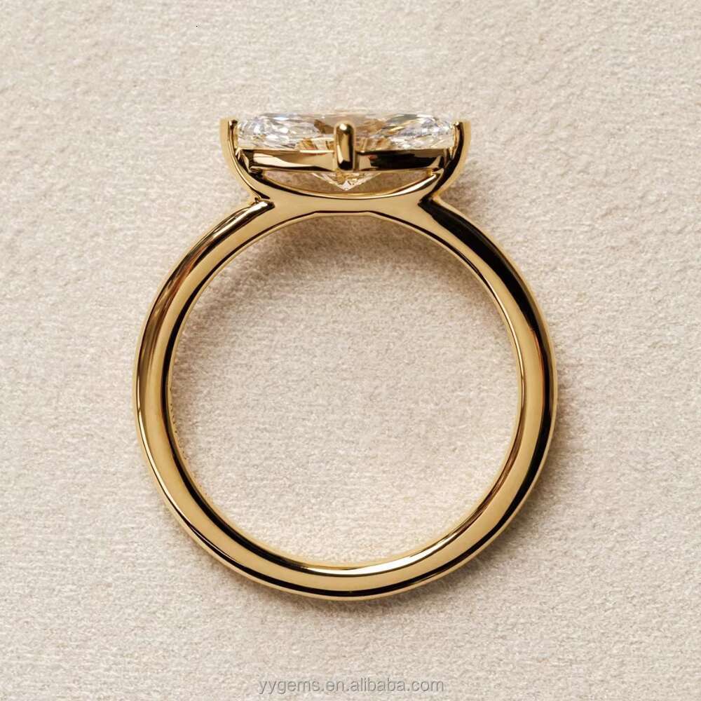 1ct 2ct 3ct Marquise Cut Moissanite 4 Prongs 14K Yellow Gold Solitaire Fine Jewelry Fashion Rings Women Wedding