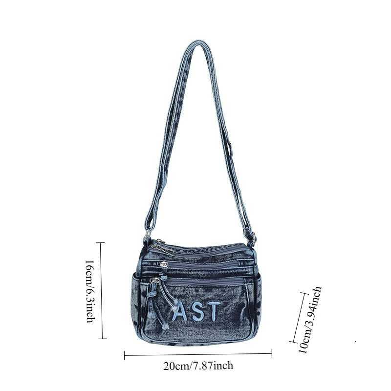Fashion New Cmuter Versatile Crossbody Bags Heavy Embroidery Denim Shoder Bag Mti Pocket Fi Texture and Simple Square Bag Y251121