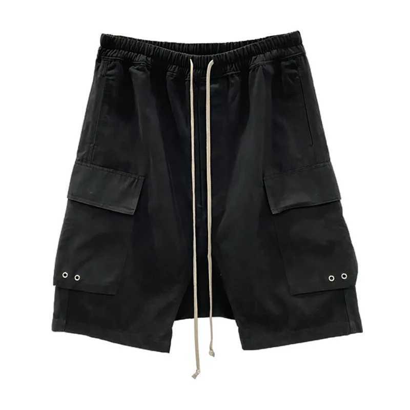 HKSH Mens Trendy Dark Punk Ro Style Classic Work Clothes Double Pocket Helen Pants Elastic Waist Shorts Fashion Street Clothing New HK0401 W250421