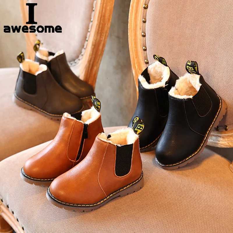 2021 limited Winter Rain Boots Short Boots Big Boy Childrens Shoes Boys Short Boots England Leather shoes Girls Boot New botasW251121