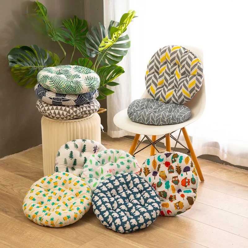 Cotton and Linen Round Seat Cushions Simple Cartoon Thickened Four Seasons Student Office Dormitory Restaurant Chair Cushions C251121