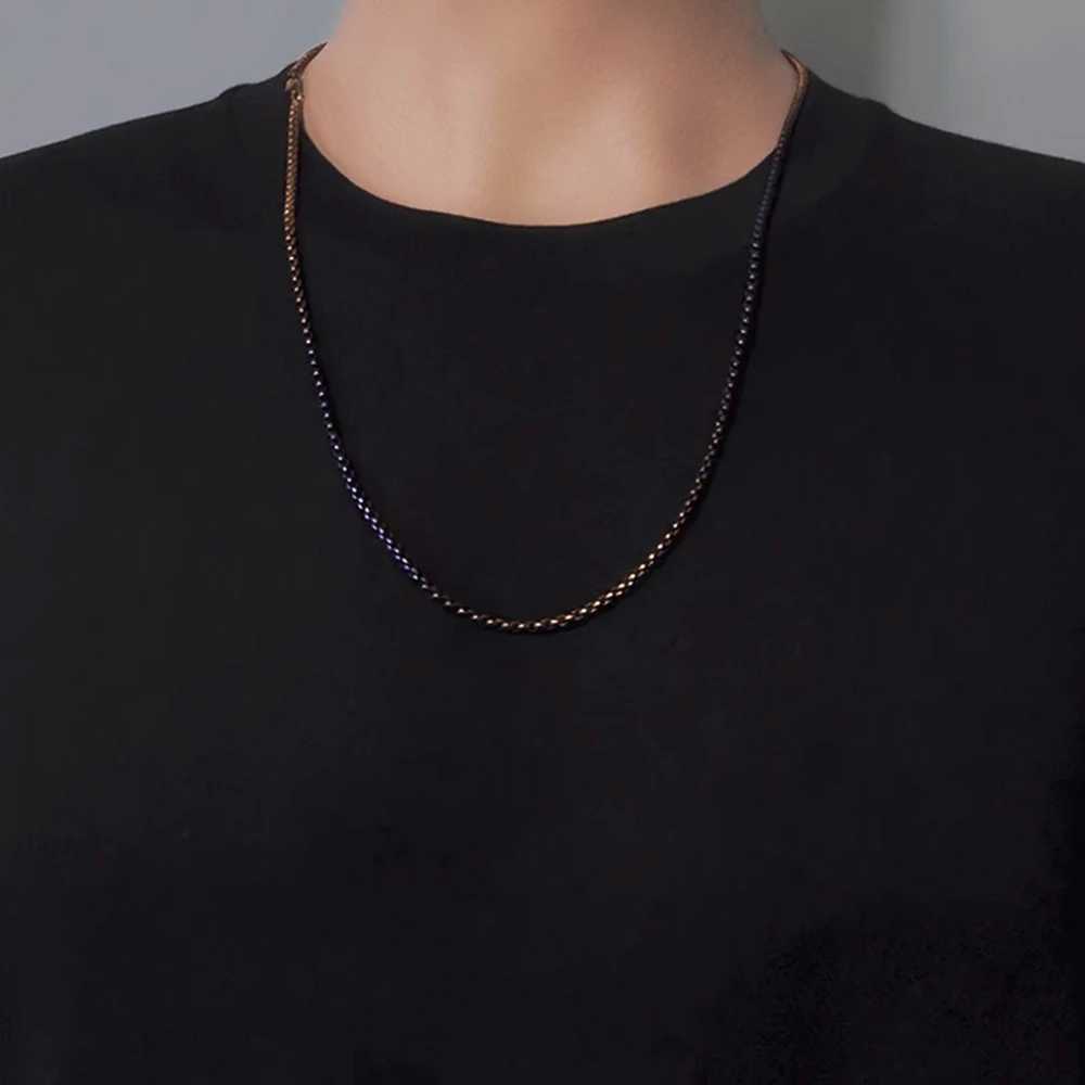 New 3mm TA1 Pure Titanium Rolo Box Chain Necklace Bracelet for Men Women Blue Gray Anti-Allergy Skin Friendly Square NecklaceXJ251121