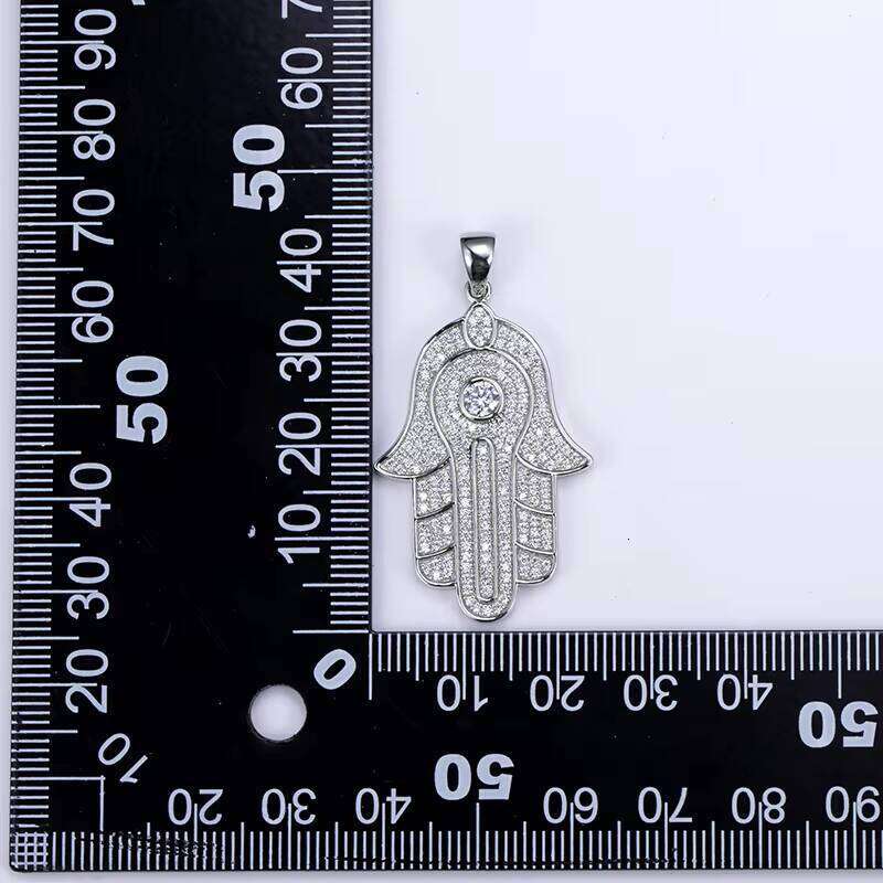 Messi Jewelry Ice Turkish Hamsa Fatima Moissanite Hip Hop Cuban Chain Pendant