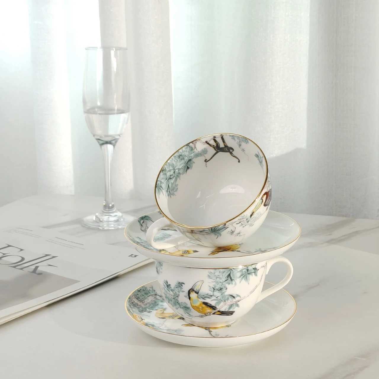 Jungle Ceramic Cup Deluxe Coffee Teacup Set Ceramic Coffee Chicaras Ali China Tazos Beverage Espresso Cup and Taz Cup S25421