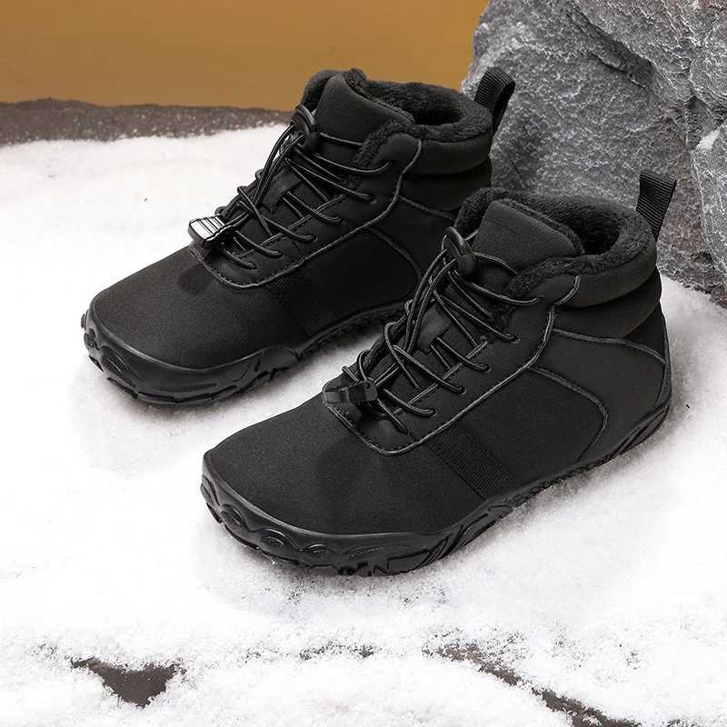 Waterproof Kids Barefoot Snow Boots 2025 New Wide Toe Winter Warm Fur Lined Shoes for Boys Girls Cold Weather Outdoor SneakersW251121