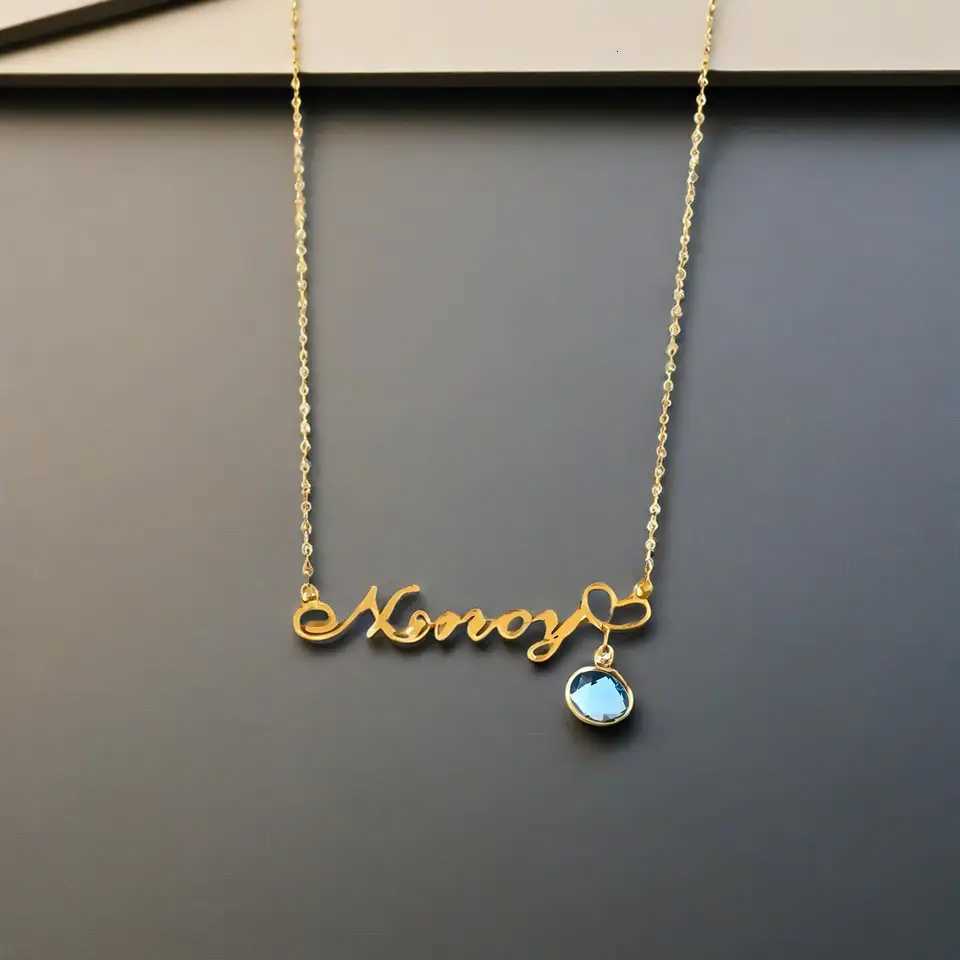 Personalized Gold - Plated Name Necklace with Birthstone Pendant Customizable Jewelry for Women Ideal Gift for OccasionsXJ251121